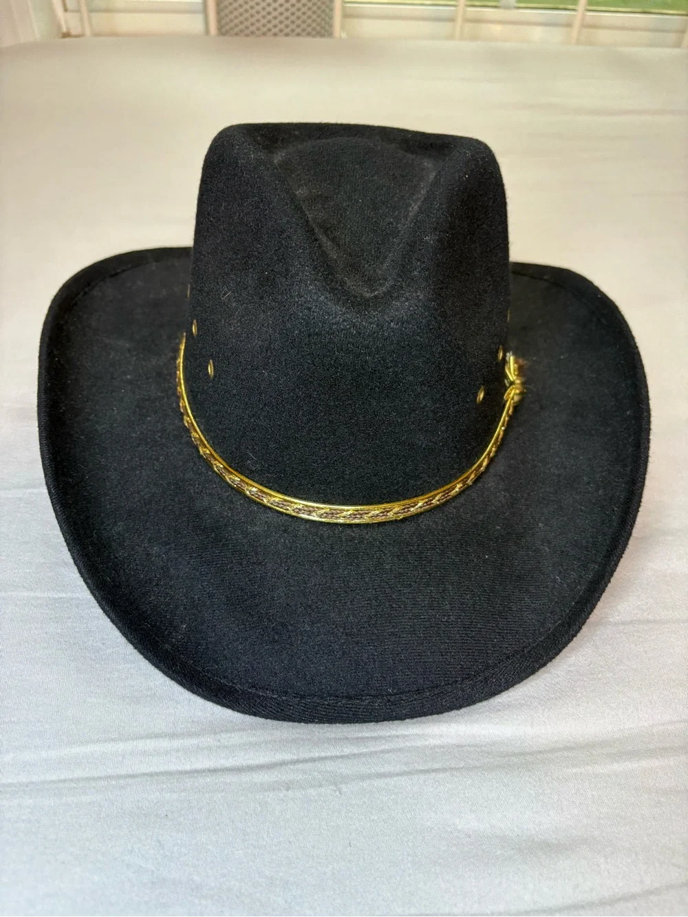 Western Express Black Felt Cowboy Hat Gold Band Youth Small Made in Mexico